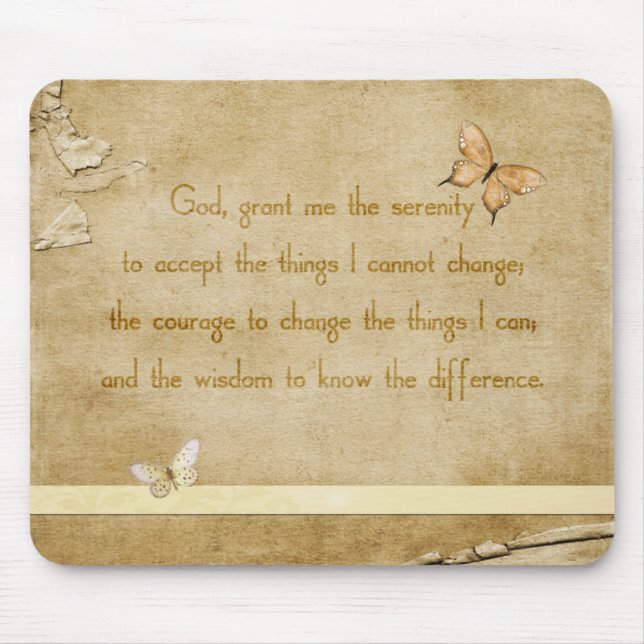 Vintages Schmetterlingeserenity-Gebet Mousepad (Vorne)