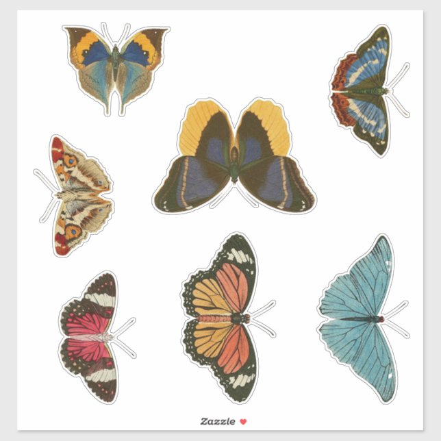 Vintages Schmetterlingsheber-Set Aufkleber (Blatt)