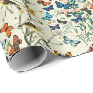 Vintages Schmetterlingspapier für botanische Elfe Geschenkpapier