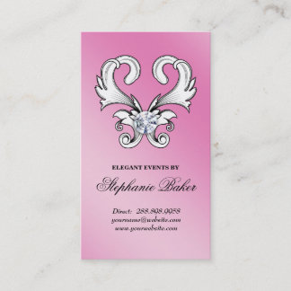 Vintages Schmuck-Herz-Geschäfts-Karten-weißes Rosa Visitenkarte