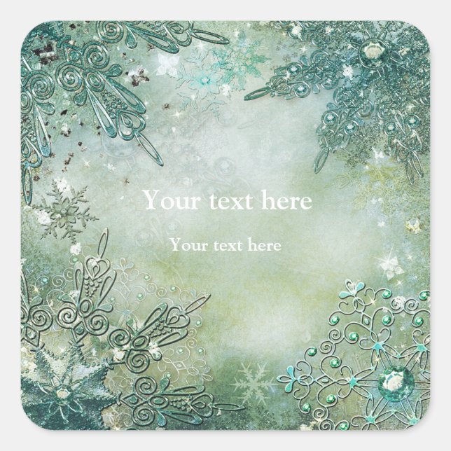 Vintages Schneeflocken Quadratischer Aufkleber (Vorderseite)