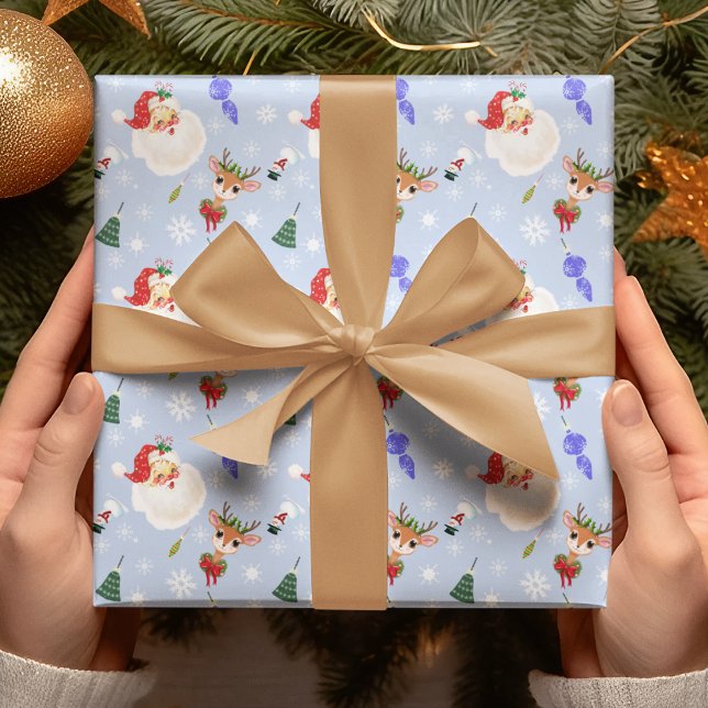 Vintages Schneeflockenmuster für den Weihnachtsman Geschenkpapier (Vintage charm meets Santa's sleigh, wrap your gifts in timeless style!)