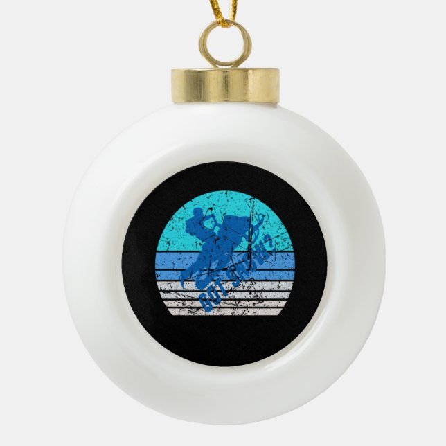 Vintages Schneemobil Keramik Kugel-Ornament (Vorderseite)