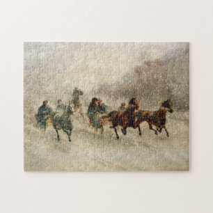 Vintages SchneeSleighlaufen Puzzle