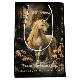 Vintages Schneewald Fantasy Forest Unicorn Mittlere Geschenktüte