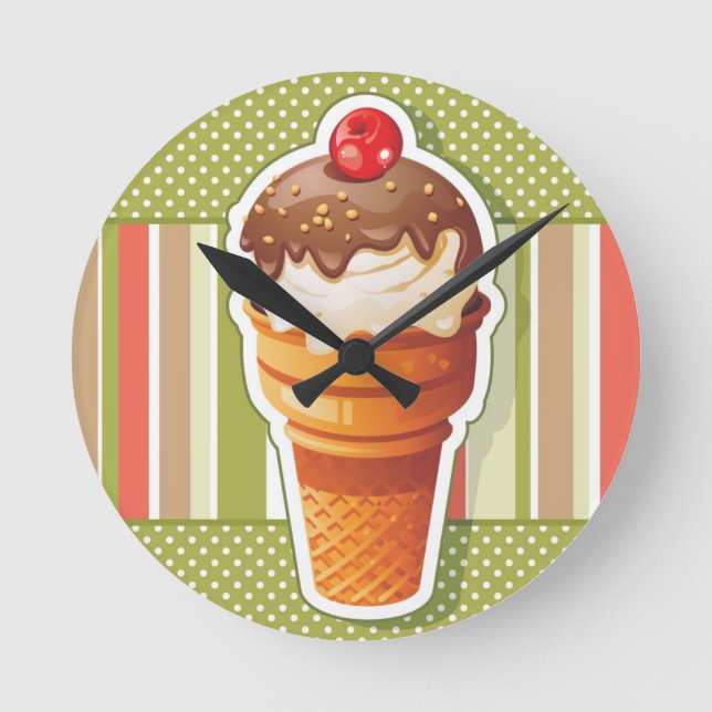 Vintages Schokoladeneis Runde Wanduhr (Vorderseite)
