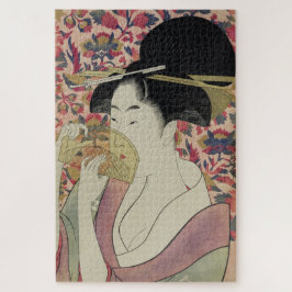 Vintages, schönes Geisha-Portrait mit Comb Art Puzzle