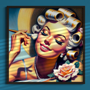Vintages schönes Girl-Portrait Poster