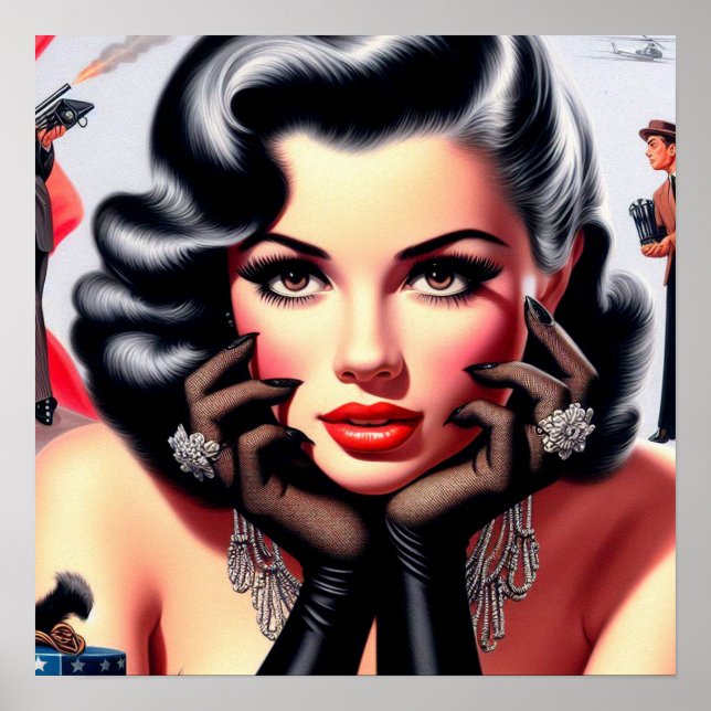 Vintages schönes Girl-Portrait Poster (Vorne)