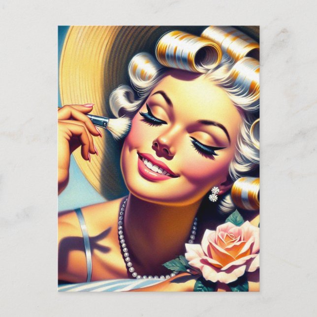 Vintages schönes Girl-Portrait Postkarte (Vorderseite)