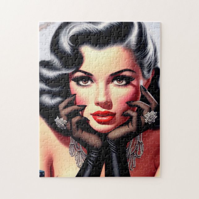 Vintages schönes Girl-Portrait Puzzle (Vertikal)