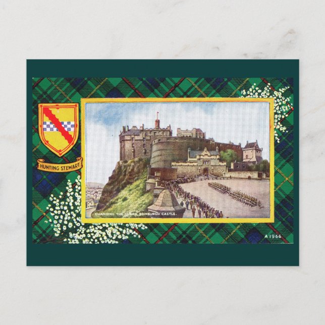 Vintages Schottland, Jagd Stewart Edinburgh Postkarte (Vorderseite)
