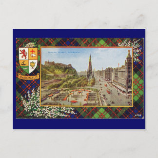 Vintages Schottland, MacDonald Tartan Postkarte