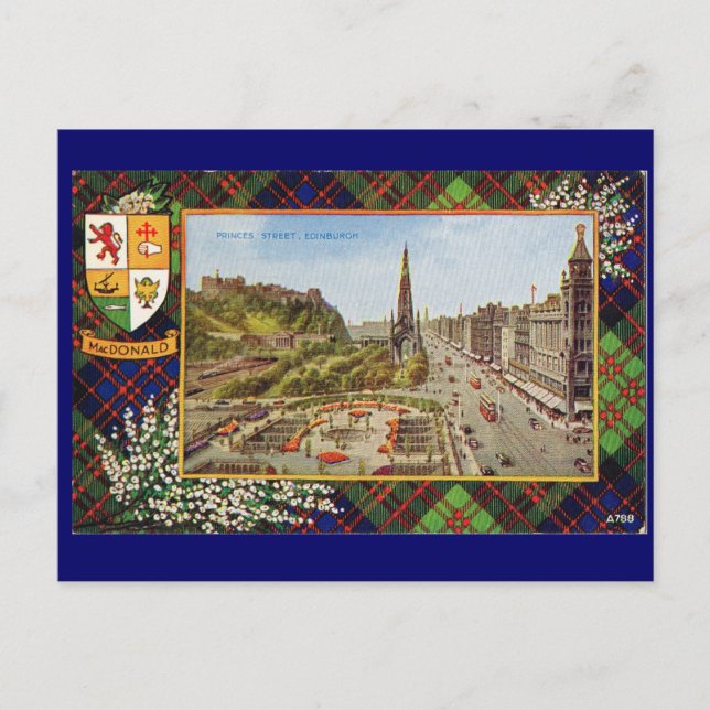 Vintages Schottland, MacDonald Tartan Postkarte (Vorderseite)