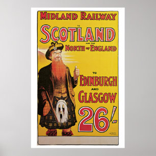 Vintages Schottland mit Zug und Zug Poster