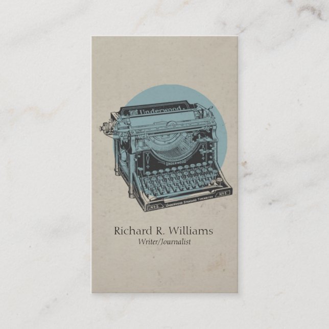 Vintages Schreibmaschinen-Blau mit Kreis Visitenkarte (Vorderseite)