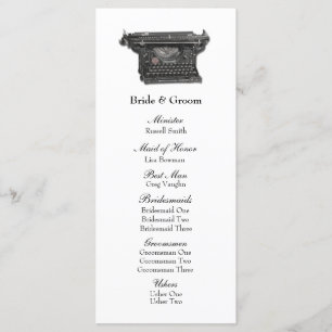 Vintages Schreibmaschinen-Hochzeits-Programm Programm