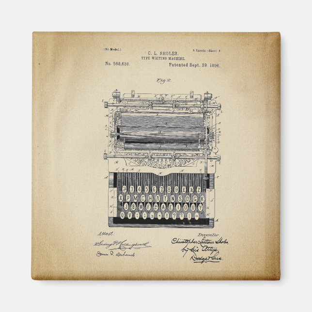 Vintages Schreibmaschinenpatent Magnet (Vorne)