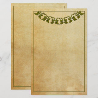 Vintages Schreibpapier mit Grüngarland Briefpapier