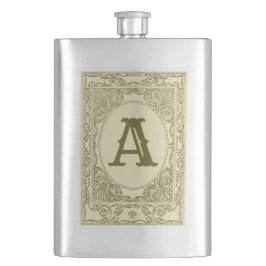 Vintages Schriftgrabgrün mit monogramm Buchstaben Flachmann