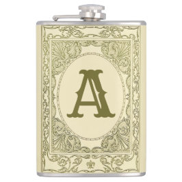 Vintages Schriftgrabgrün mit monogramm Buchstaben Flachmann