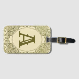 Vintages Schriftgrabgrün mit monogramm Buchstaben Gepäckanhänger