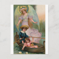 Vintages Schutzengel Kinder und Boot