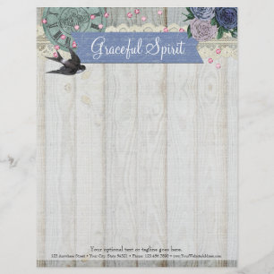 Vintages Schwalben-Vogel-Kobalt-Blau-Shabby Briefkopf