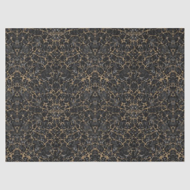 Vintages Schwarz-Gold-Glitzer-Dekoupage Seidenpapier (Vorderseite)