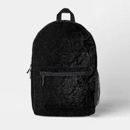 Vintages Schwarz/Grau-Gotik-Muster Bedruckter Rucksack