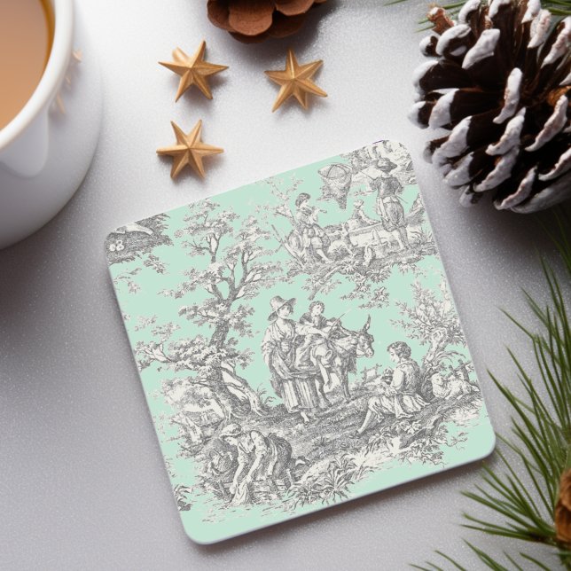 Vintages Schwarz-Minze-Spielmuster Steinuntersetzer (Von Creator hochgeladen)