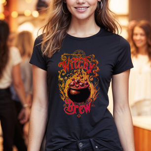 Vintages Schwarz-Orange-Hexenbrauenkostüm T-Shirt
