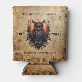 Vintages Schwarz Orange Owl Altes Papier Halloween Dosenkühler