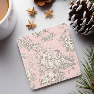 Vintages Schwarz-Rosa-Muster Steinuntersetzer