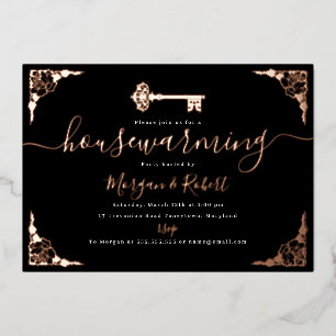 Vintages Schwarz-Rosa-Party Folieneinladung