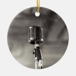 Vintages Schwarz-Weiß-Audiophile Mikrofon Keramik Ornament