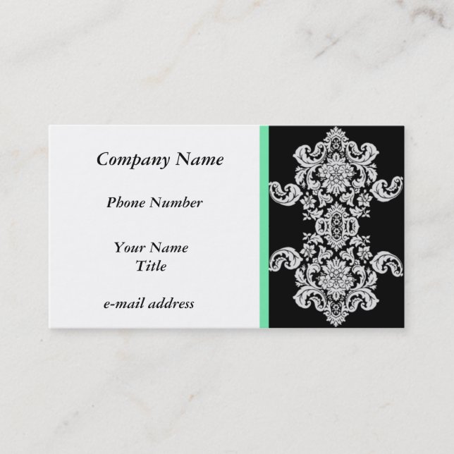 Vintages Schwarz-Weiß-Blumendesign Visitenkarte (Vorderseite)