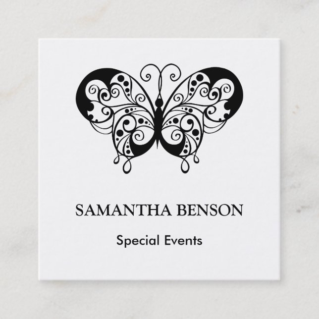 Vintages Schwarz-Weiß-Elegant Quadratische Visitenkarte (Vorderseite)