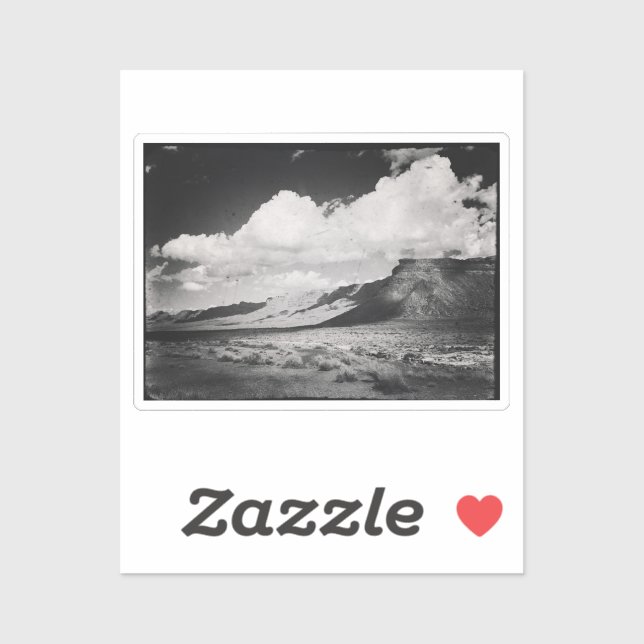 Vintages Schwarz-Weiß-Foto Landschaft Aufkleber (Blatt)