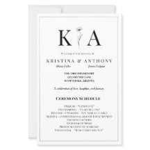 Vintages Schwarz-Weiß-Hochzeitsprogramm