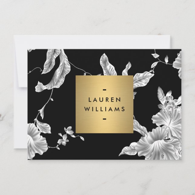 Vintages Schwarz-Weiß-Muster Mitteilungskarte (Vorderseite)