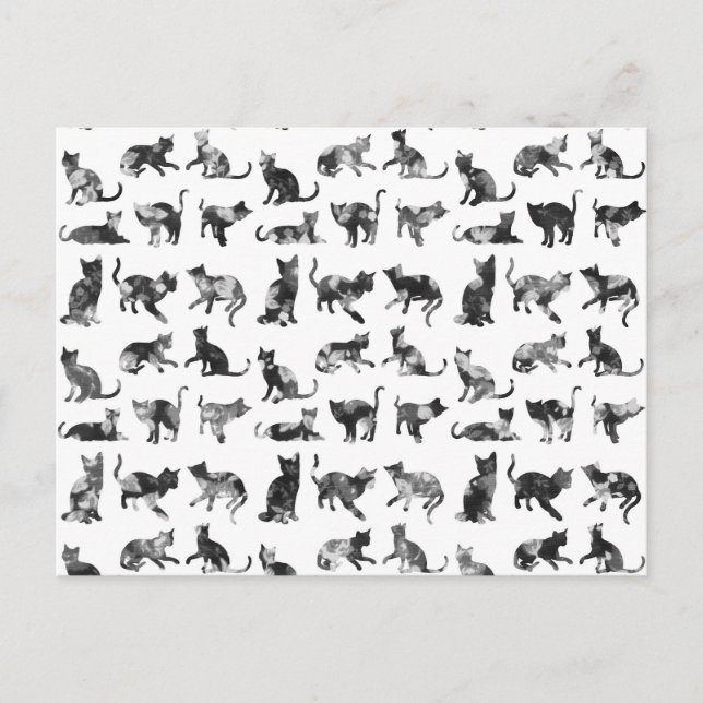 Vintages Schwarz-Weiß-Muster Postkarte (Vorderseite)