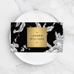 Vintages Schwarz-Weiß-Muster Visitenkarte<br><div class="desc">Ein Vintag inspiriert Blumenmuster verwandelt sich in eine moderne Kulisse, wenn es mit einem Imitat-Metallgoldkasten kombiniert wird, der Ihren Namen oder Firmennamen auf dieser glamourösen Visitenkartenvorlage enthält. Dieses Design ist Teil einer Reihe von aufeinander abgestimmten Bürobedarf. Für Designanfragen oder Fragen wenden Sie sich bitte an uns unter www.1201am.com. © 1201AM...</div>
