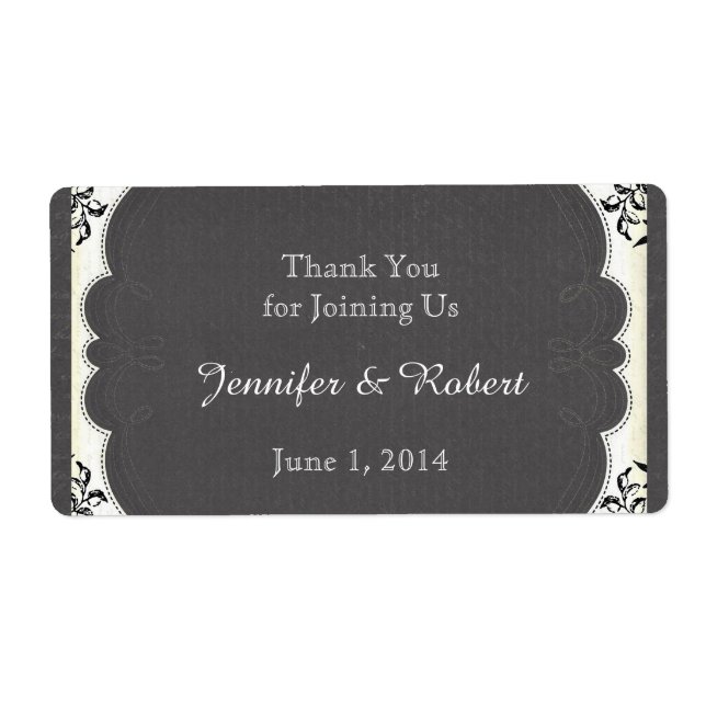 Vintages Schwarz-weißes Chalkboard Wasserflasche (Vorne)