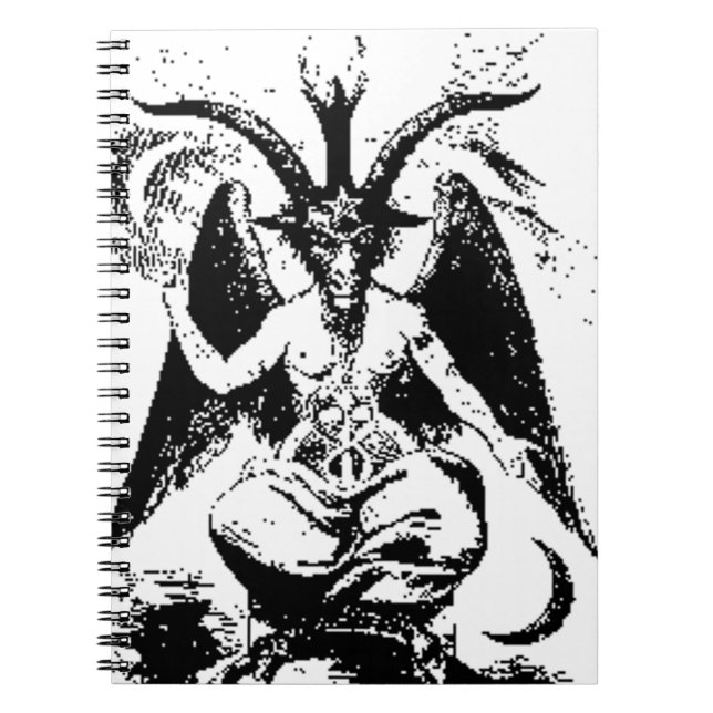 Vintages schwarzes Baphomet Notizblock (Vorderseite)