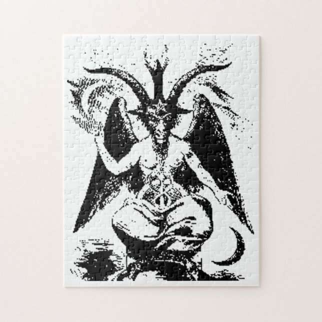 Vintages schwarzes Baphomet Puzzle (Vertikal)