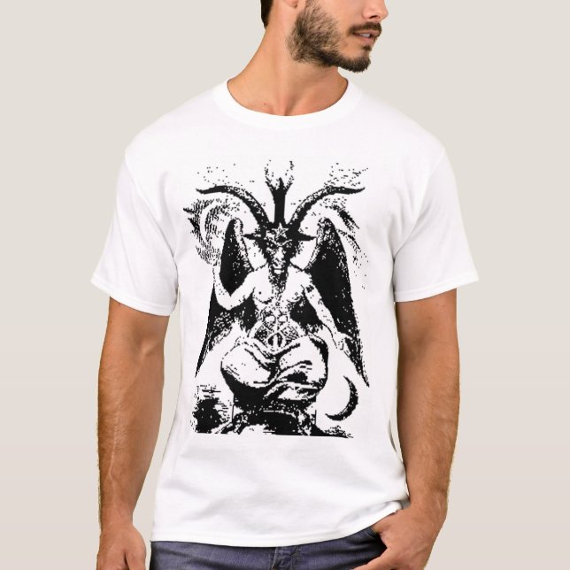 Vintages schwarzes Baphomet T-Shirt (Vorderseite)
