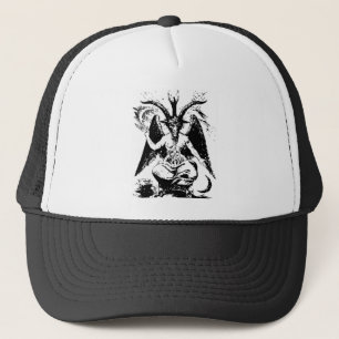 Vintages schwarzes Baphomet Truckerkappe