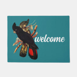 Vintages Schwarzes Cockatoo | Elizabeth Gould 1800 Fußmatte