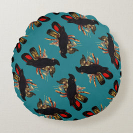 Vintages Schwarzes Cockatoo | Elizabeth Gould 1800 Rundes Kissen